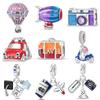 Copper Air Balloon Car Travel Charms Beads Fit Original Bracelet Camera Eiffel Tower Charms Diy Jewelry