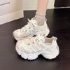 Уродливые милые сетчатые спортивные папины кроссовки женские с круглым носком летние новые шикарные нишевые корейская версия студенческие на платформе белые кроссовки