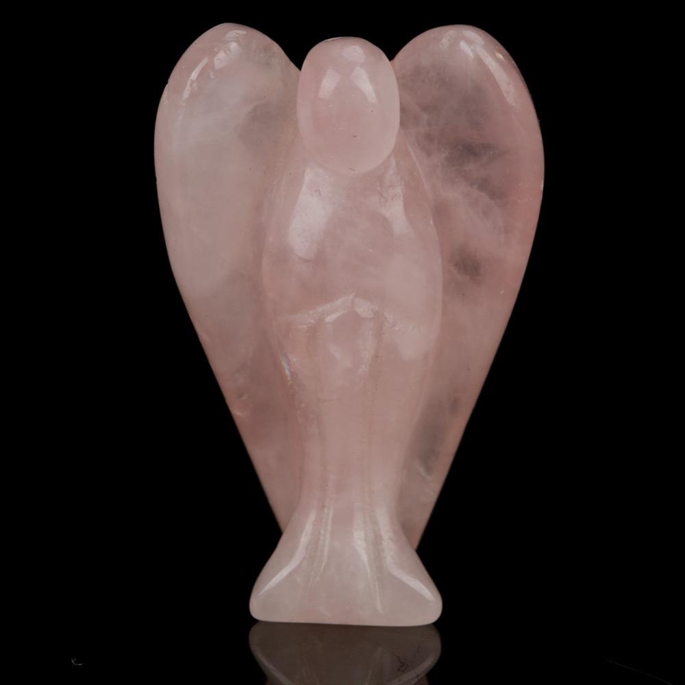 Pink Rose Quartz Angel Hand-Carved Hand-Carved Angel Statues Angel Figurine Decor  For Women