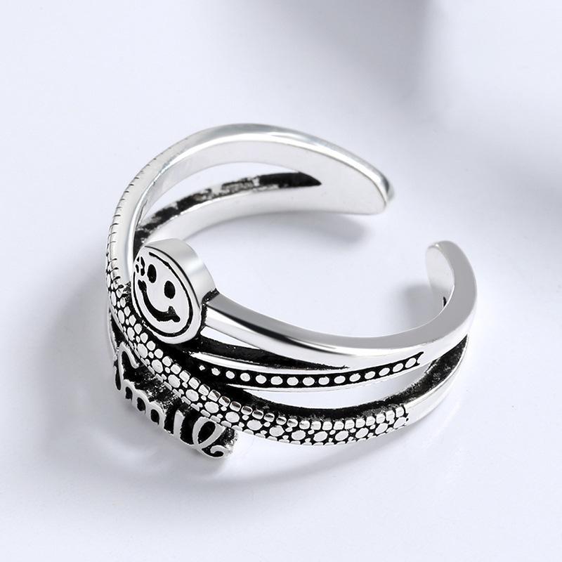 Korean Smiley Braided Multi-layered Ring for Women with Fashionable Temperament Open Index Finger Ring