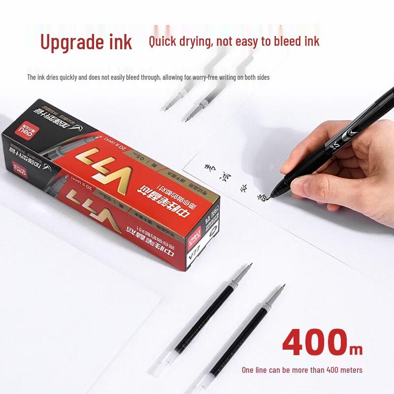 Deli Retractable 0.5mm Black Gel Pen Refill (20-Pack)