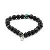 Stones and Minerals. Matte Black Onyx + Zambian Emerald Beaded Bracelet 8 Mm. Made In France.