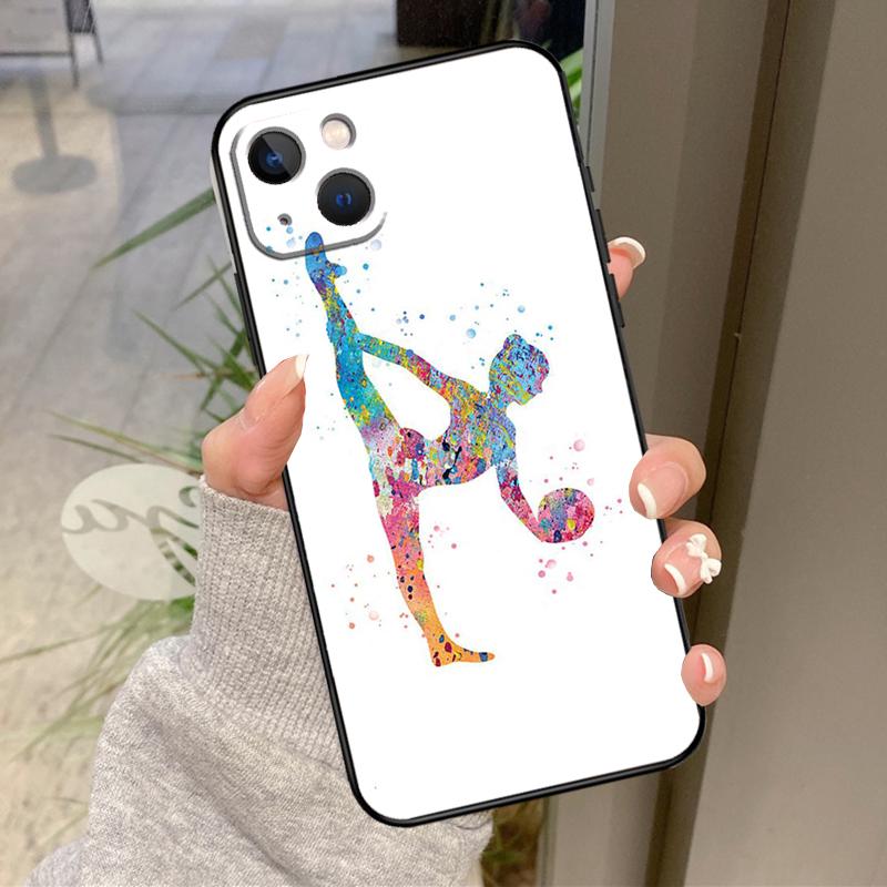 Акварельный чехол для iPhone 17 Pro Max 15 14 13 12 11 16 Pro Max Plus 12 13 Mini 16e 17 Air с принтом "Гимнастика"