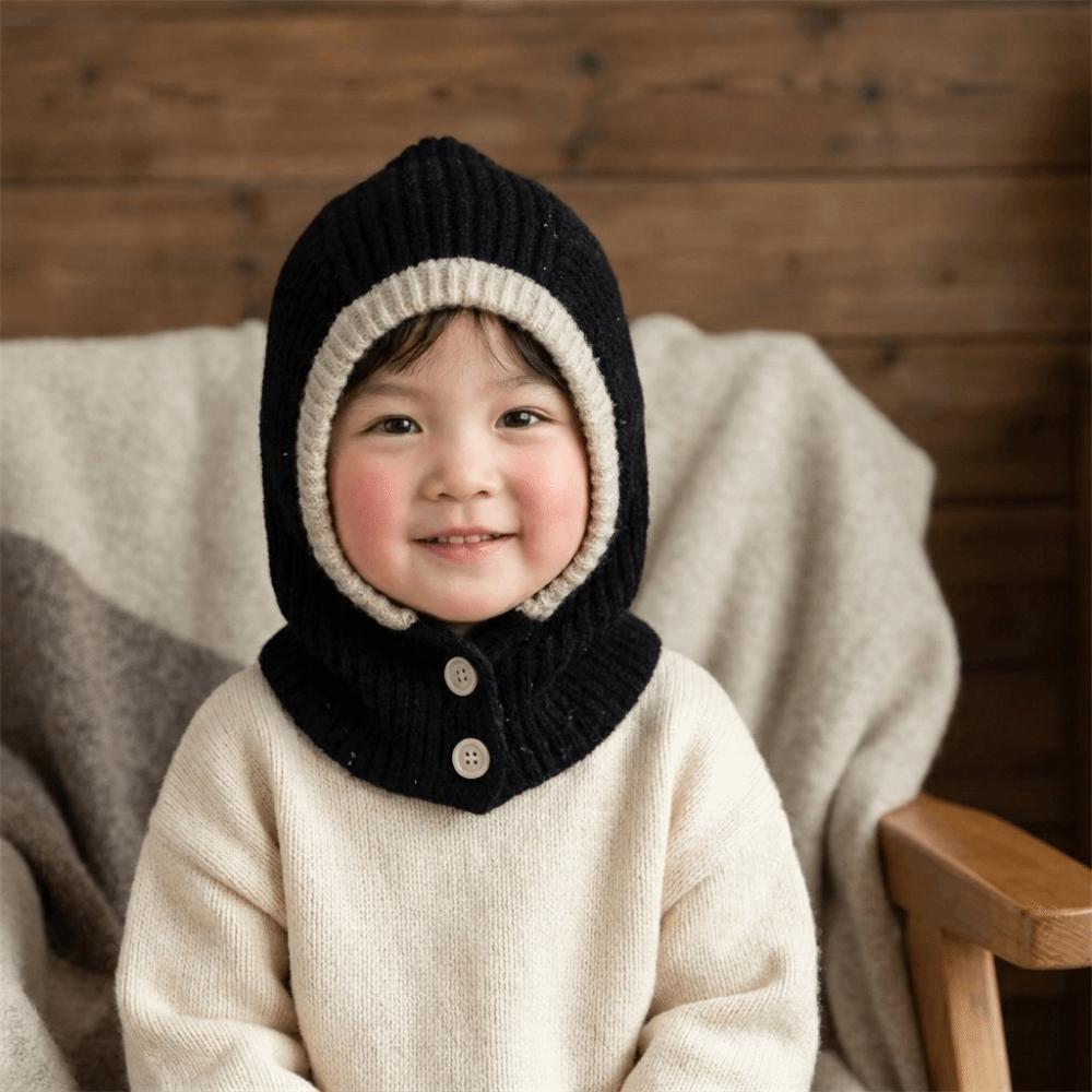 Korean Style Kids Scarf Hat Set Thickened Ear Protection Cap Sweet Knitted Woolen Hat Girls