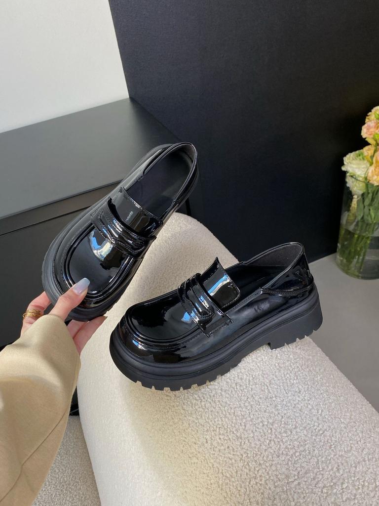 British Style Platform Small Leather Shoes Wear Korean Version Women's Shoes Campus Style Retro Soft Leather Comfortable Platform Heightening Loafers