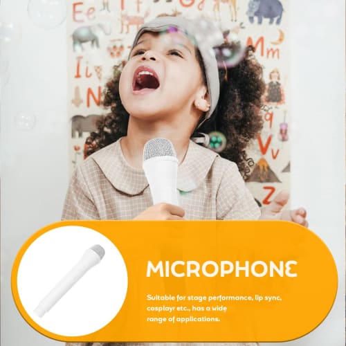 SUPVOX Microphone Prop Model, White Party Prop Karaoke Prop, Realistic Prop Model Simulation