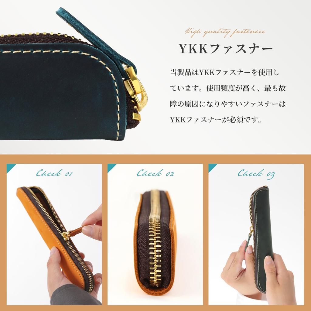 Bag Slim Leather Pencil Large Simple Design for Adults Case Made Only from the Top Surface of Cowhide Zipper Stylish Leather Pencil Case for Genuine