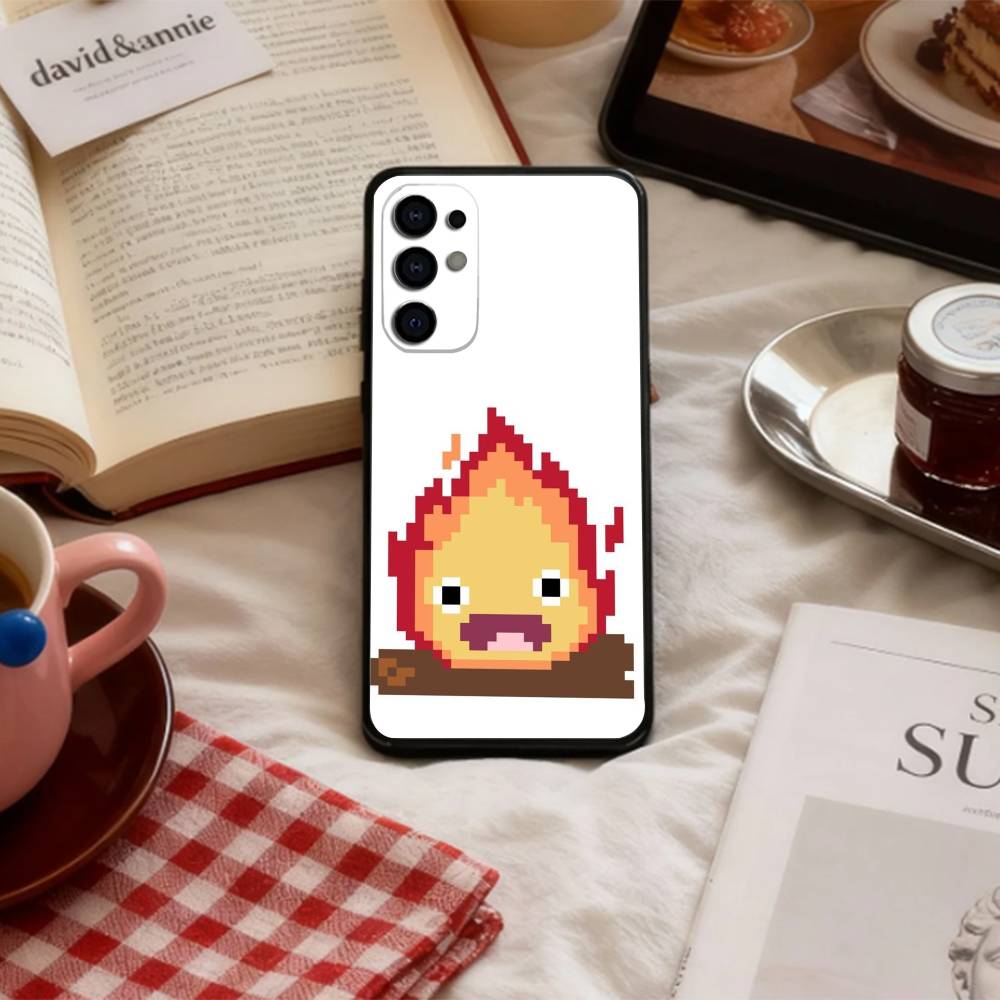 Аниме C-Cute C-Calcifer Чехол для телефона Samsung S 25,24,23,22,30,21,10,9,Ultra,Plus,Lite,FE,4,5 G Мягкий черный чехол