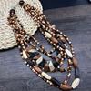 Multi-Layer Beach Pastoral Style Wood Retro Colorfull Geometry Ethnic Style Long Necklace