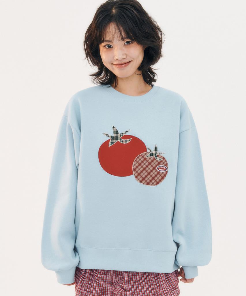 AMBLER Tomato Applique Embroidery Sweatshirt Amm1319 (Blue)
