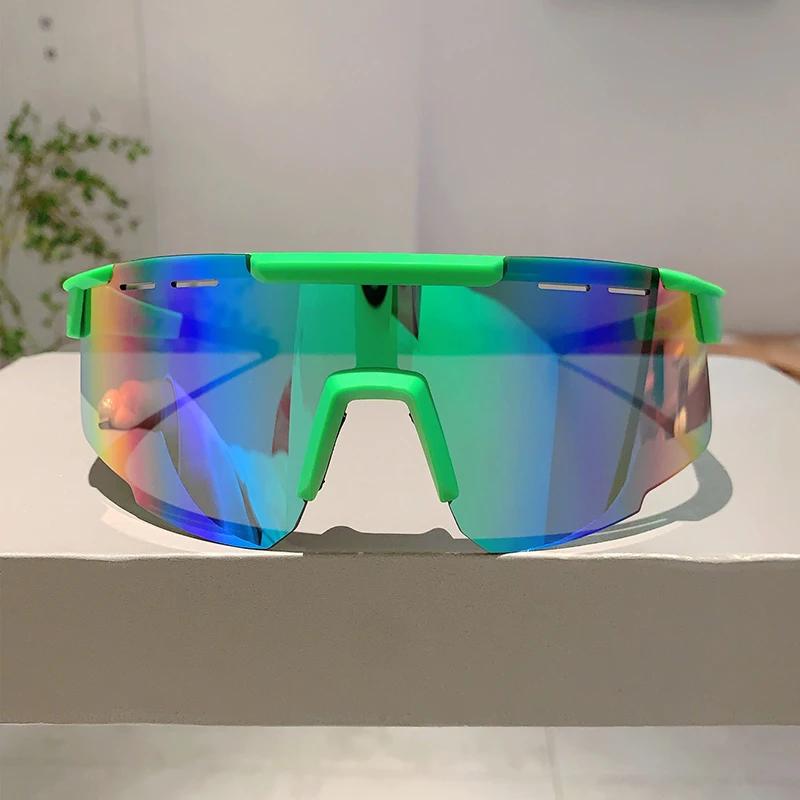 Безрамочные зеркальные спортивные очки для мужчин Новые панк облегающие круглые уличные велосипедные очки Модные футуристические солнцезащитные очки с защитой от УФ-лучей