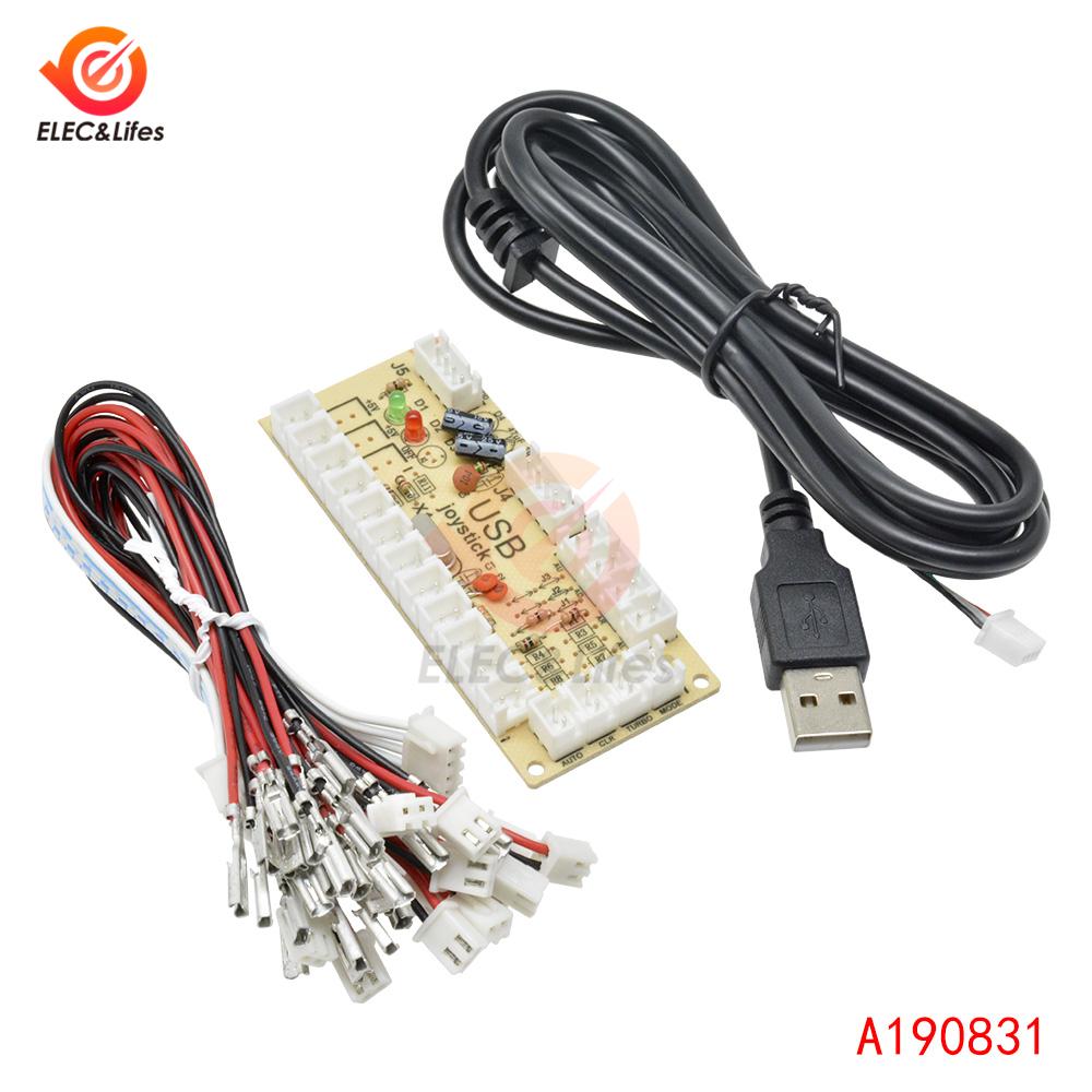 DIY USB-энкодер для аркадных автоматов с нулевой задержкой, плата управления джойстиком-рокером для PC, MAME, 1-контактный, с кабелем, кнопка