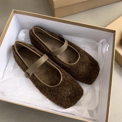 Французские ретро туфли Мэри Джейн с квадратной головкой из бархата для женщин 2024 года, новая корейская версия, туфли в стиле феи на плоской подошве для женщин