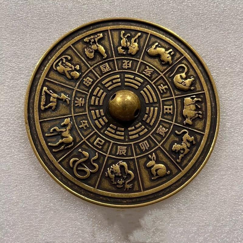 10CM Brass Antique Bronze Mirror Luckry Ornaments Collection Handicfafts Home Livingroom Copper Mirror Items Wedding Decoration