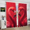 2 Pieces - Valentine's Day Flamingo - Printed Curtain 100% Polyester, Suitable for Home Decor (excluding Light Poles)