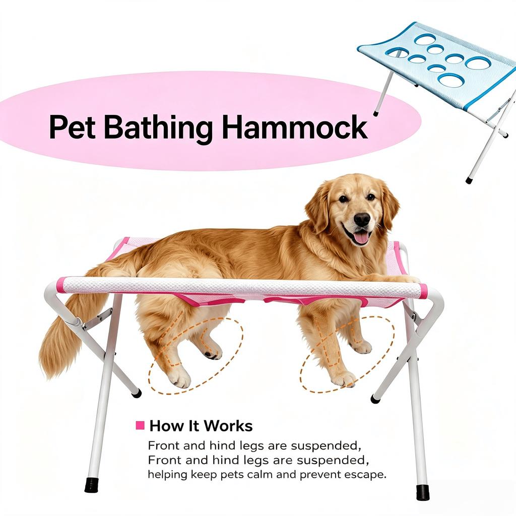 Foldable Pet Bathing Stand for Small Medium Dogs Cats Breathable Mesh Anti-Slip Grooming Fixed Rack Table