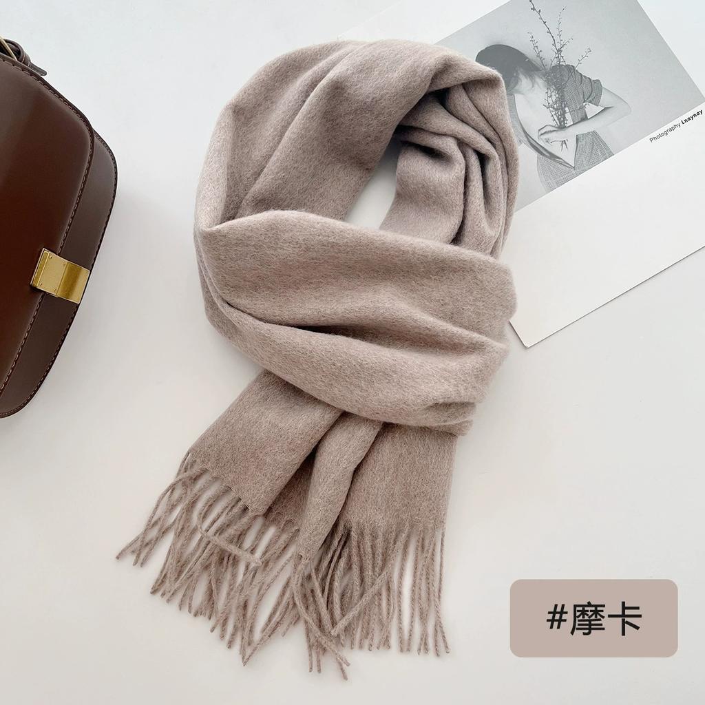 100% Wool Winter Scarf For Women Long Warm Cashmere Scarves Hijab Solid Lady Shawl Wrap Female Pashmina Bandana Head Scarfs
