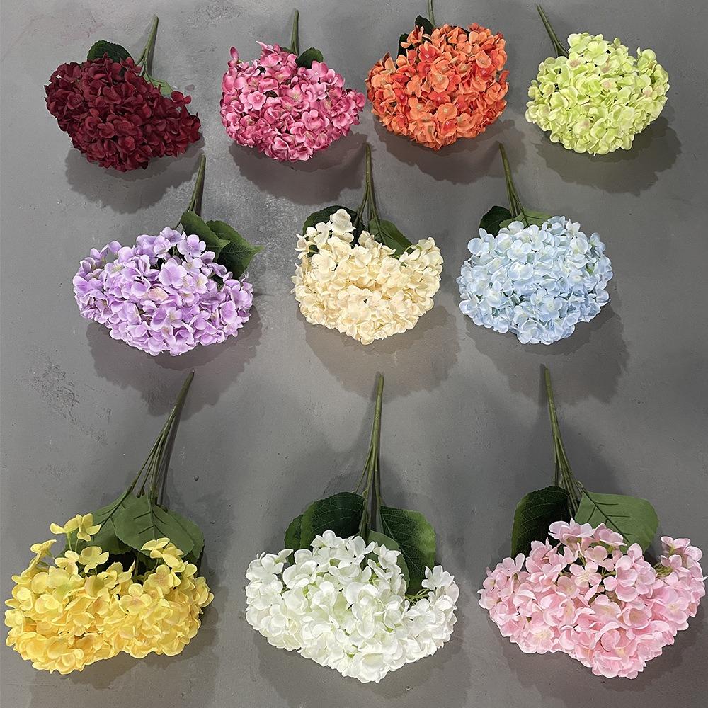 Silk Artificial Hydrangea 5 Heads Wedding Bridal Bouquet Decorative Fake Flowers  for Vases