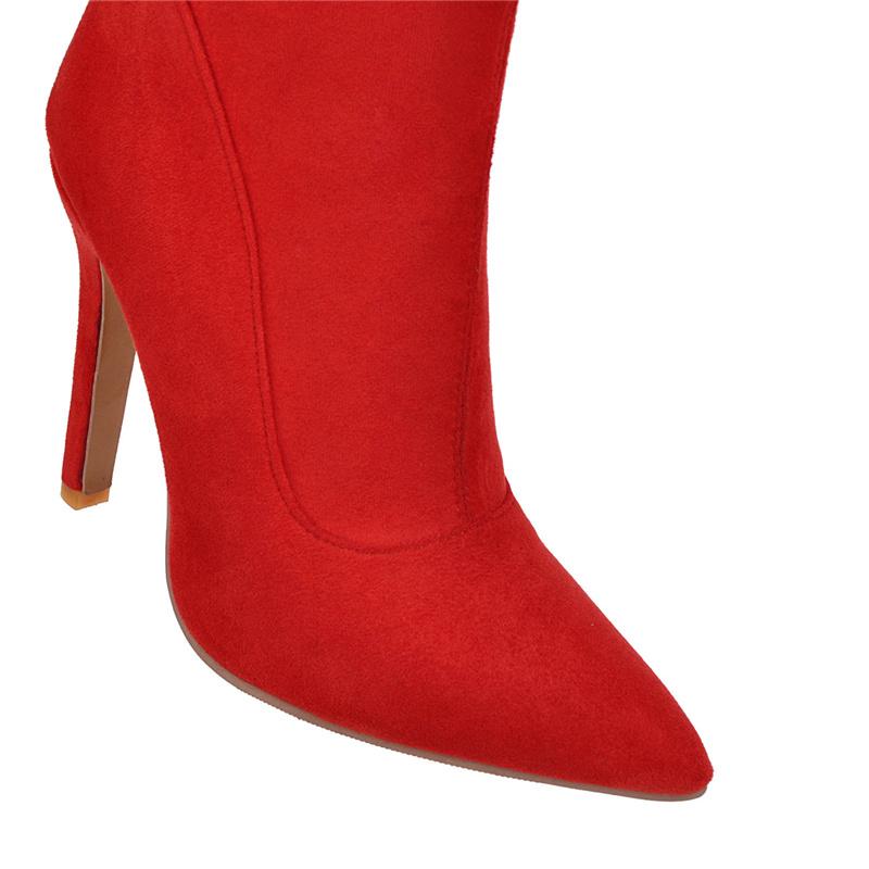 Модные модные высокие сапоги женские мягкие эластичные узкие длинные сапоги выше колена на высоком каблуке дизайнерские туфли с острым носком женские большие размеры 48