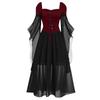 Women Casual Plus Size Cold Shoulder Dress Solid Color Lace Butterfly Sleeve Halloween Gothic Dress