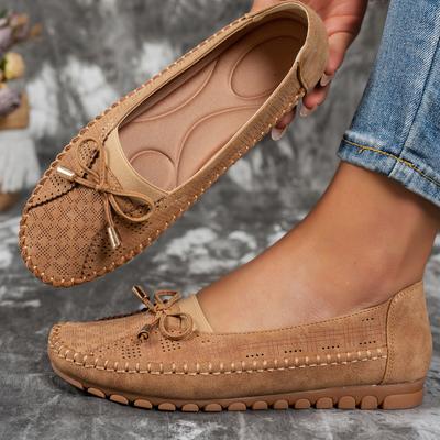 Большой бант с отстрочкой, однотонные женские лоферы на плоской подошве