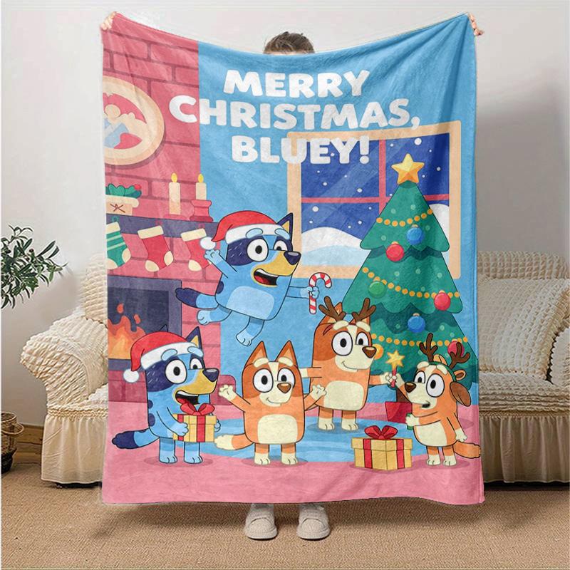 1Pc Merry Christmas Bluey Blanket Soft And Comfortable Casual Warm Camping Travel Christmas Halloween Gift M92184