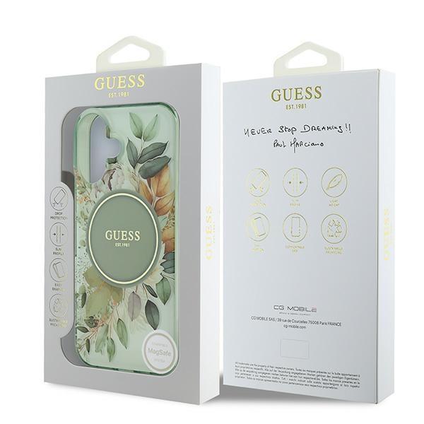Guess Guhmp16Mhfwbdcen Iphone 16 Plus6.7 Zielony/Green Hardcase Iml Flower & Tonal Circle Magsafe