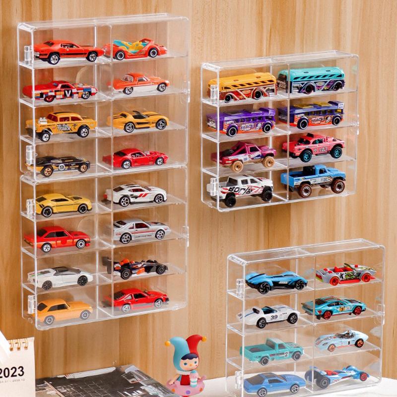 1:64 акриловых автомобильных витрин для игрушечных шкафов для моделей автомобилей, пылезащитная автомобильная непробиваемая клейкая настенная прозрачная витрина