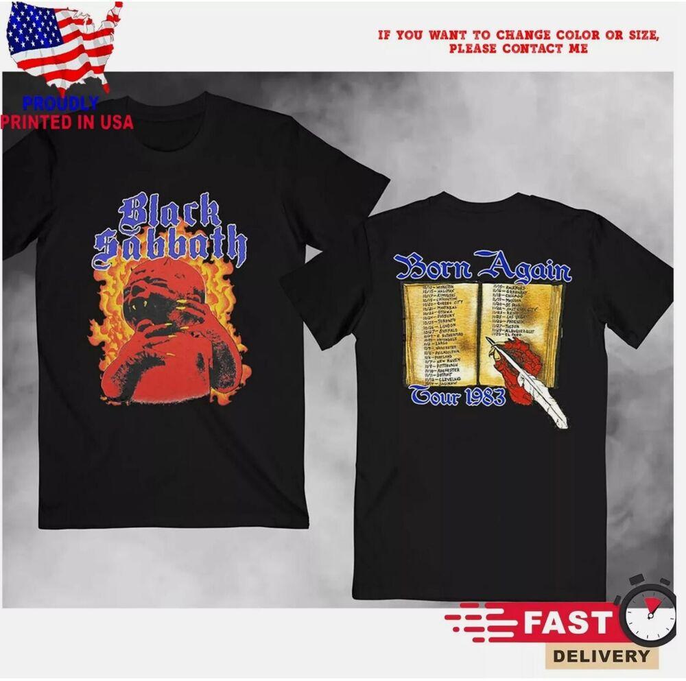 Горячая футболка унисекс Black Sabbath 1983 Born Again Tour Подарок Семья Мужчины Все Размеры