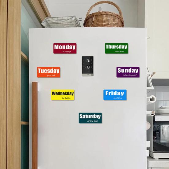 7 шт./компл. магнит на холодильник с днями недели, красочный будний день, выходные, магнитный указатель даты, белая доска, магнит на холодильник, украшение для дома и офиса