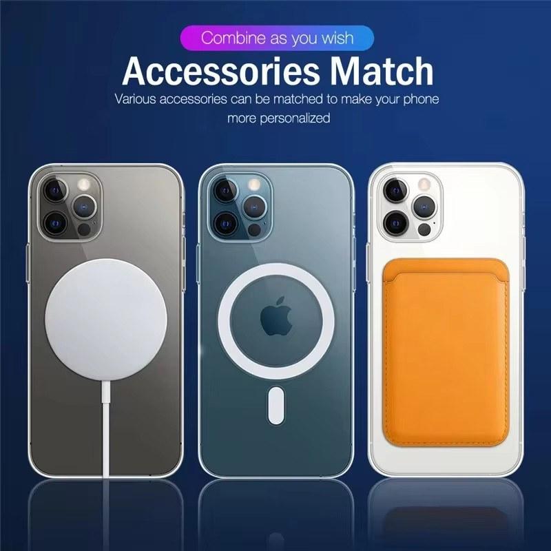 Магнитный прозрачный чехол для iPhone 16 15 14 13 11 12 Pro Max Plus Прозрачный чехол для беспроводной зарядки Чехол совместим с Magsafe