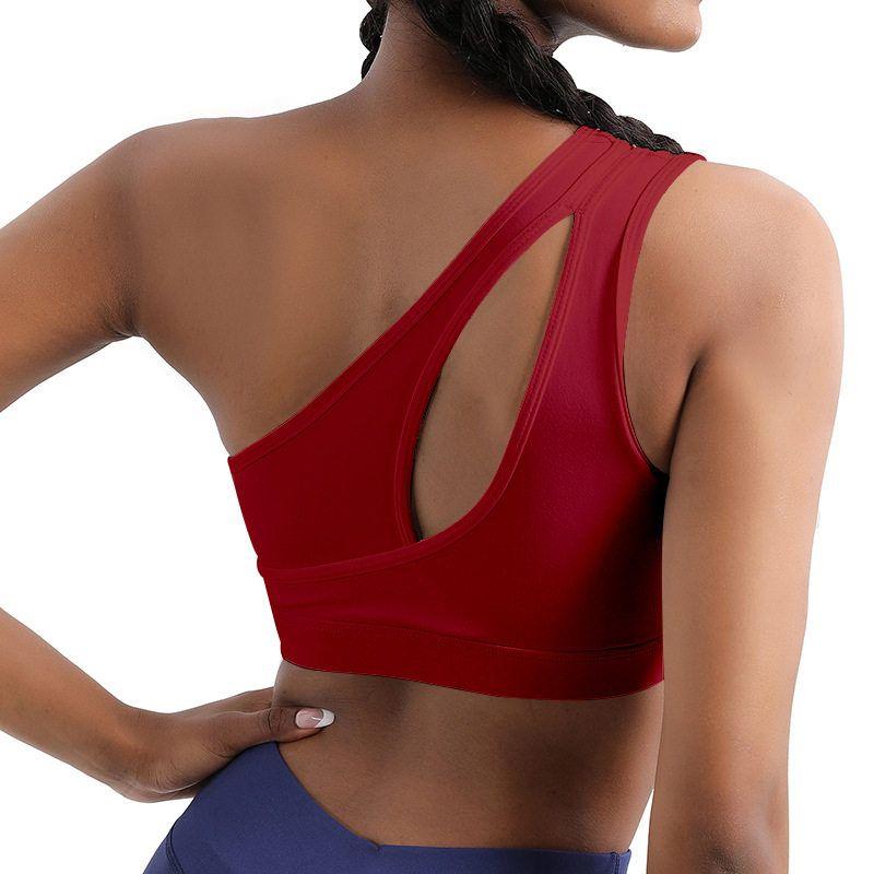 European and American Style Single-Shoulder Sports Bra, Shockproof High-Intensity Sports Vest, Fitness Yoga Bra, Yoga Wear, Women's Underwear