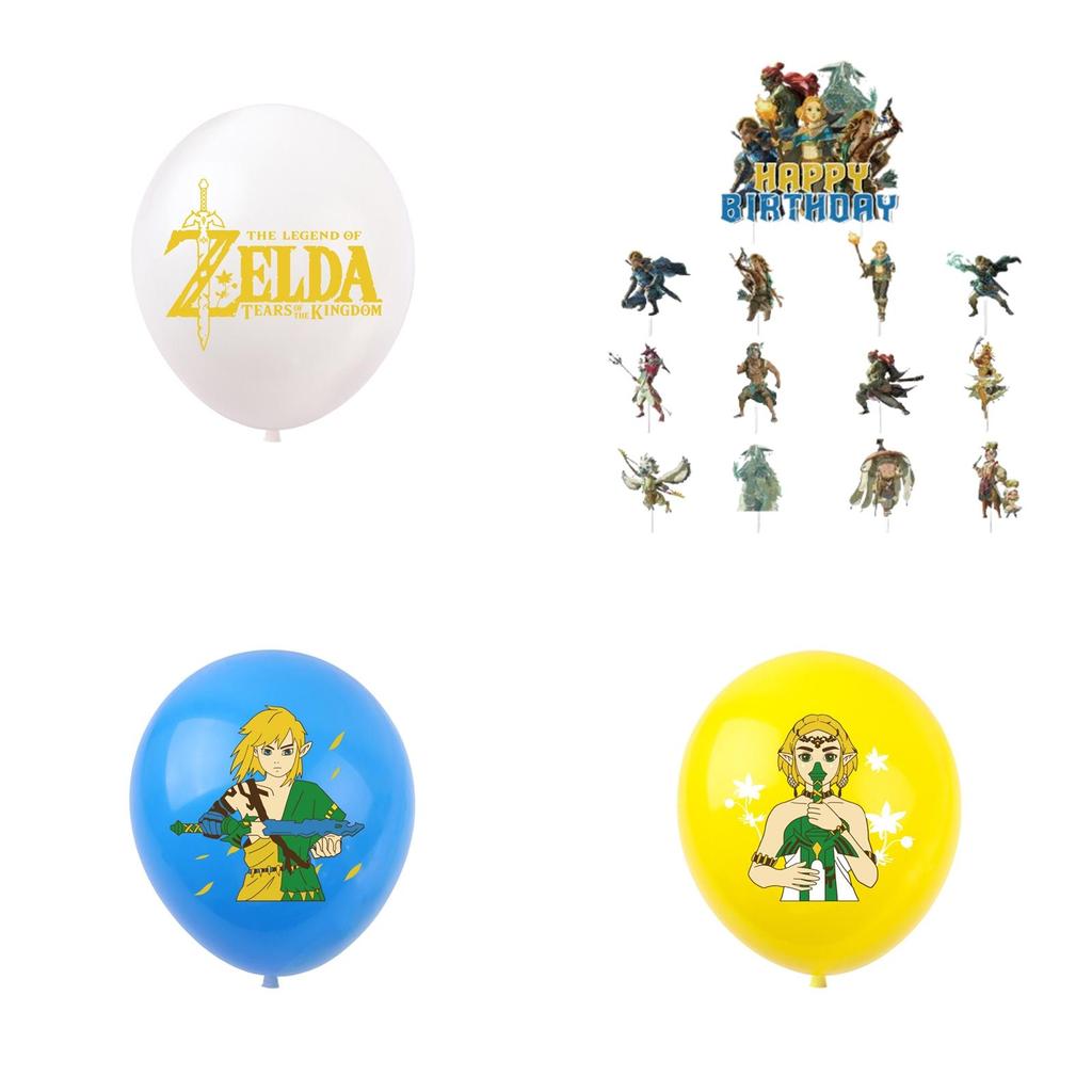Zelda Game Themed Birthday Party Decoration Set With Banners, Cake Toppers, And Balloons Starry Sky Brand