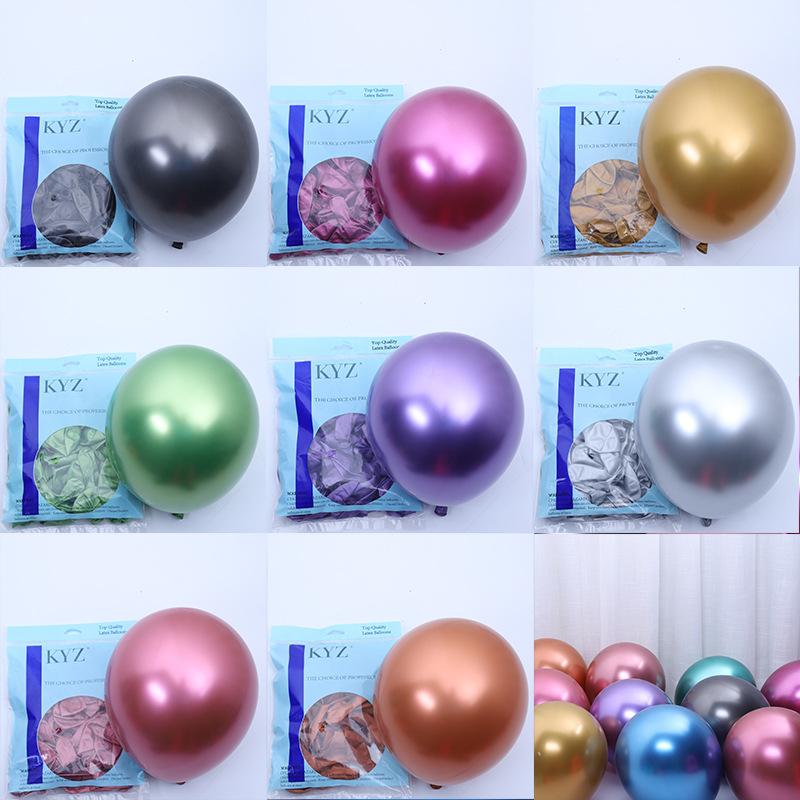10 шт. металлических латексных шаров 5/10/12/18/36 дюймов, комбинированные шары с конфетти, свадебные, с днем рождения, украшения для вечеринки, утолщенные шары
