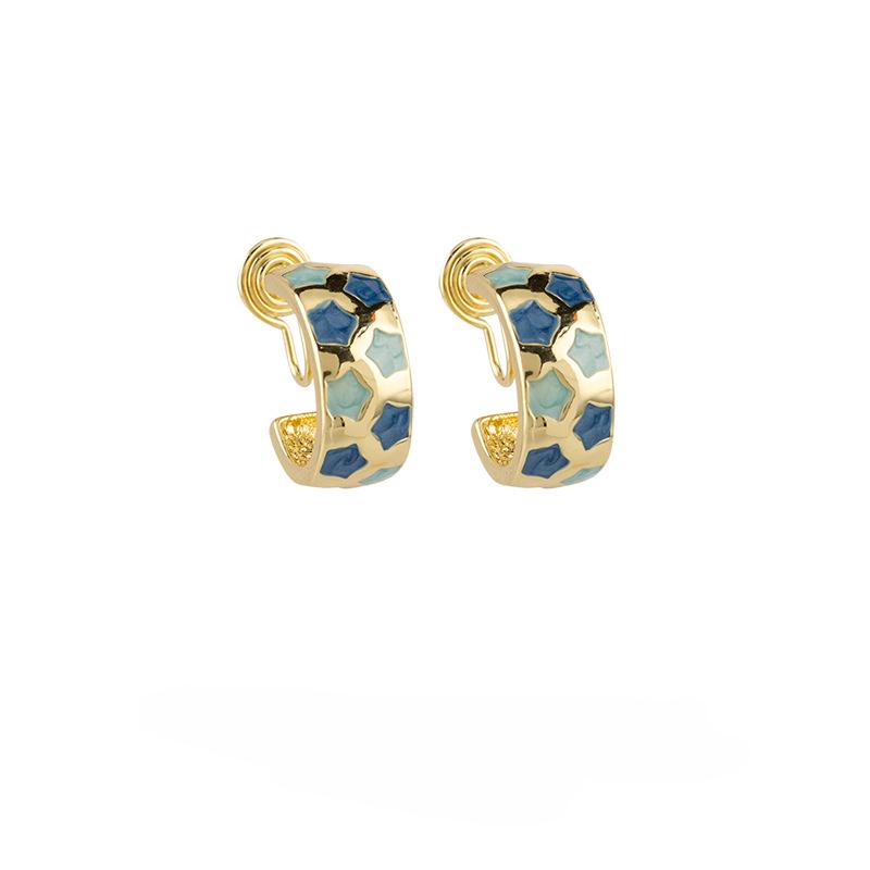 C-образные серьги с синей звездой, эмалью, модная катушка от комаров без пирсинга, зажимы для ушей