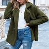 Plush Jacket, Lapel, Loose Fit, Woolen Sweater, Women's Casual Jacket