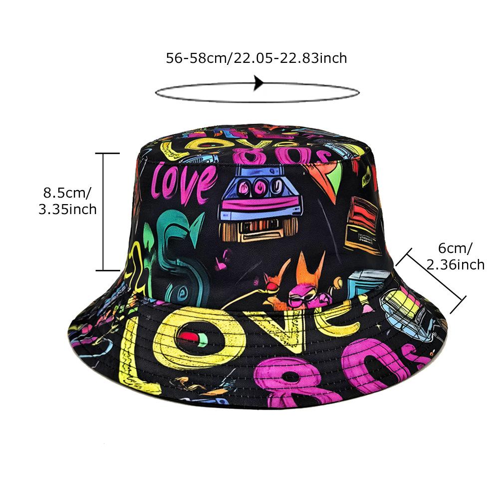 Cross-border Spring Summer Retro Women's European American Cartoon Fisherman Bucket Hat 100% Polyester Breathable Button Outdoor