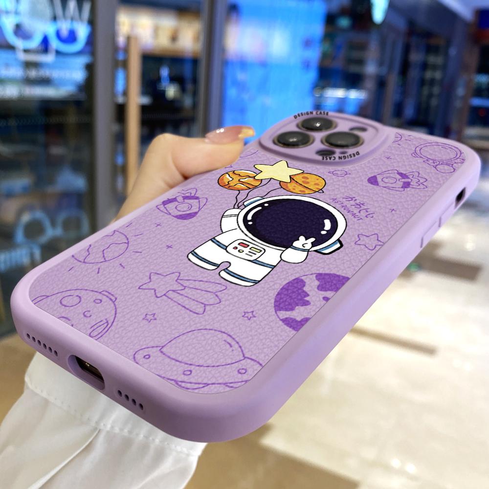 Тонкий мультяшный милый космический астронавт кожаный чехол для задней панели из искусственной кожи чехол для телефона Samsung Xiaomi Poco Redmi