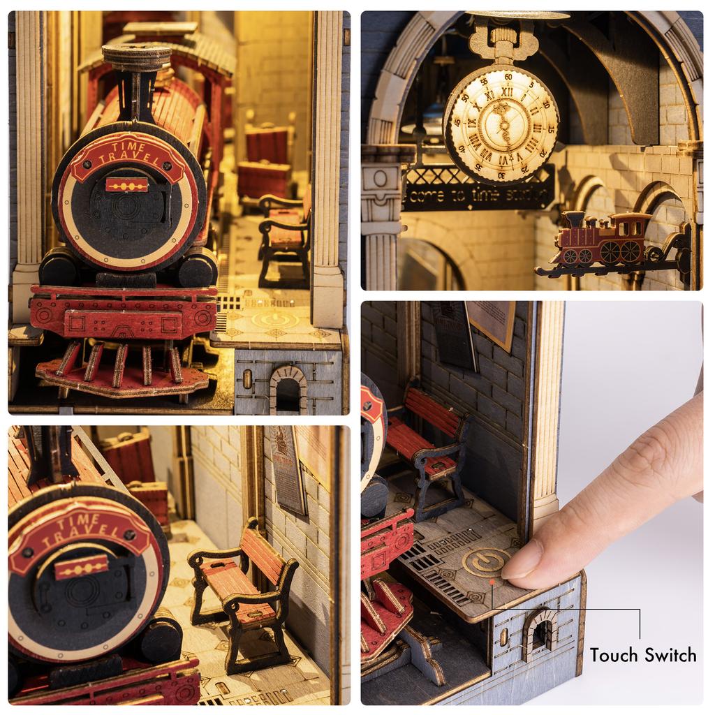 Robotime Rolife DIY Dollhouse Book Nook Time Travel 3D Wooden Puzzle Booknook for Bookshelf Insert Decor - TGB04