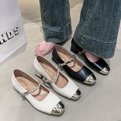 Французские туфли Мэри Джейн на толстом каблуке, женские, 2025, новая коллекция весна-лето, женские туфли, темпераментные, черные, для ношения с юбкой, вечерние туфли