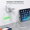 Chargeur Secteur USB 30W PD 20W+QC 3.0 avec Câble USB-C pour Xiaomi Mi 10 - 10 Lite - 10 Pro - 10T - 10T Lite - 10T Pro
