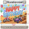 Happy Birthday Off-Road Theme, 1pc Polyester Party Backdrop Banner, Photo Booth Background, Wall Decor