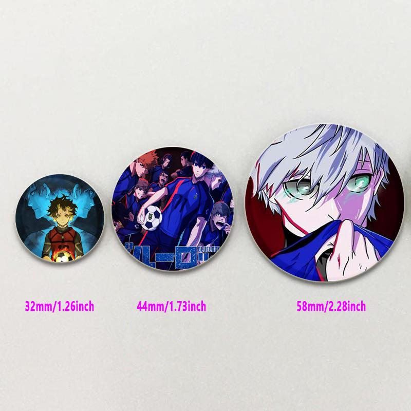 32/44/58mm Blue Lock Tinplate Pin Cartoon Character Bachira Meguru Seishiro Nagi Reo Mikage Brooch Snap-in Badge Accessorie Fans Gift