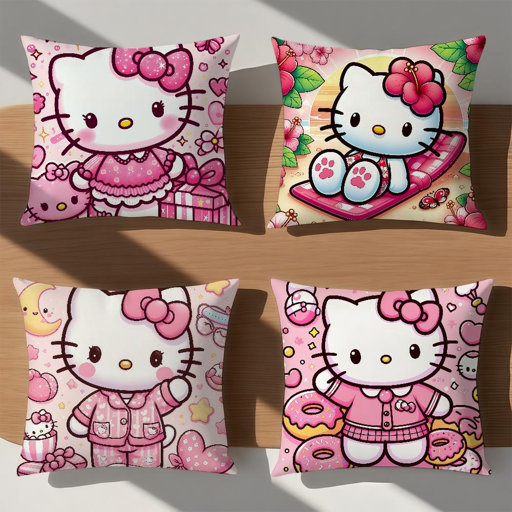 Cartoon Fanart Pink Flower Cute H-Hellokitty Comfort Soft Hogar Pillowcase For Sofa Living Room Bed Home Decor Protective Covers