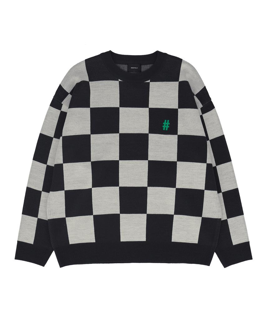 BEENTRILL Plaid Pattern Long Sleeve Knit (Dark Navy)