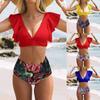 Женское бикини с высокой талией Push Up Бикини с принтом Купальник Женская пляжная одежда Купальники