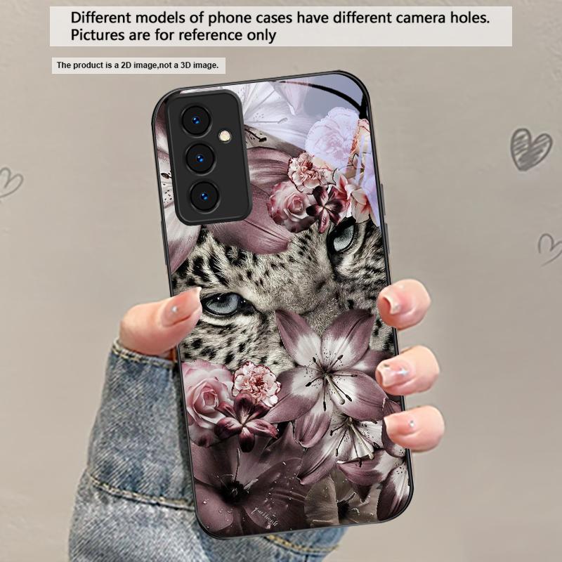 Цветочный Леопардовый Тень Для Samsung Galaxy A30 A31 A32 A33 A34 A35 A42 A30s A20 A25 A26 A51 A56 A54 A72 A73 70 Стеклянный Чехол для Телефона