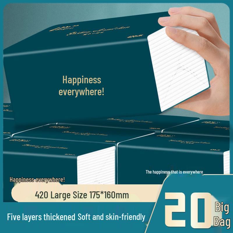 5-Ply Extra Thick Virgin Wood Pulp Facial Tissues, 420 Tissues, Pull-Out Style, Full Box Value Pack