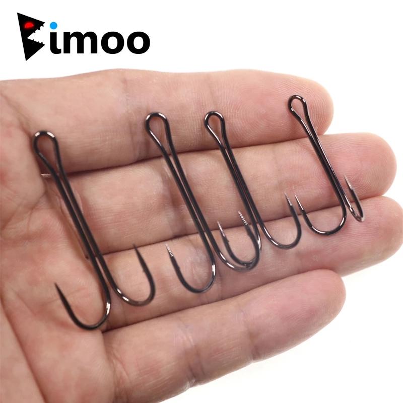 Двойной крючок из высокоуглеродистой стали Bimoo, крючки для привязывания мушек, крючок для морской рыбалки на лосося