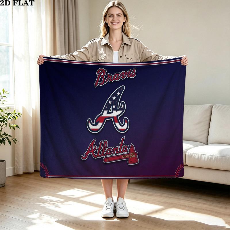 Atlanta Braves Print Flannel Blanket High Quality Warm Comfortable Cover for All Seasons Perfect for Gifts Home Decor